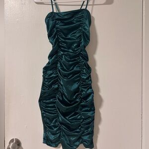 Emerald Ruched Mini Dress